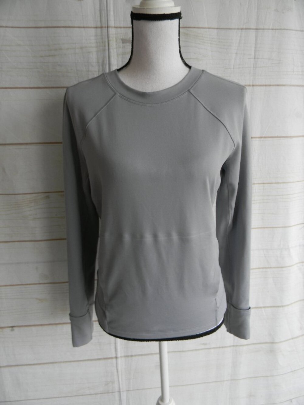 NEW LULULEMON GRAY RULU RUN CLASSIC FIT CREW FLEECE LONG SLV T-SHIRT TOP SZ 2